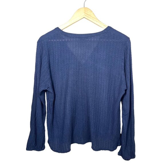 Lucky Brand navy linen blend‎ boho boxy blouse size L - Picture 2 of 8